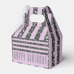 Lavender Lilac Purple Silver Glitter Stripes Party Favor Box