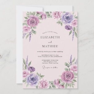 Lavender Lilac Wreath Wedding Invitation
