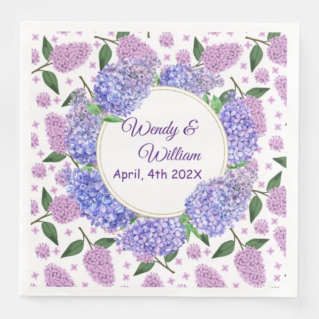 Lavender Lilacs Wedding Paper Napkin (Front)