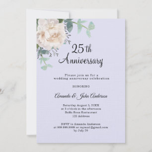 Lavender linen luxury 25th wedding anniversary invitation