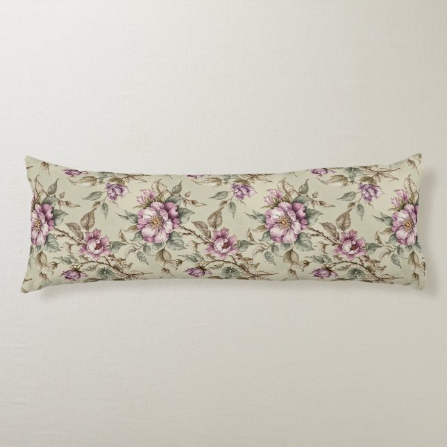 Lavender Long Stem Roses Body Pillow (Front)
