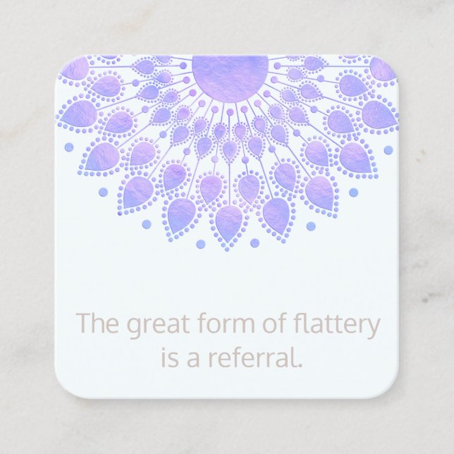 Lavender Lotus Flower Mandala Customer Referral (Front)