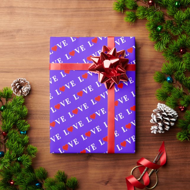 Lavender LOVE Heart Modern Elegant Wrapping Paper (Holiday Gift)