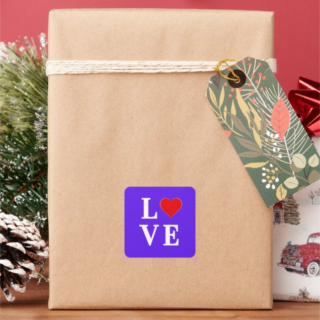 Lavender LOVE Modern Chic Elegant Square Sticker (Holiday)
