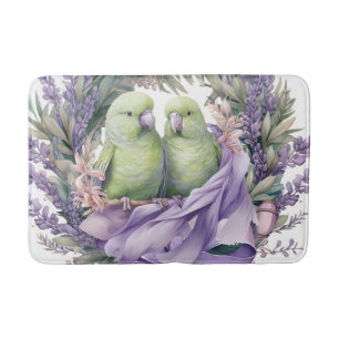 Lavender Lovebirds Bath Mat