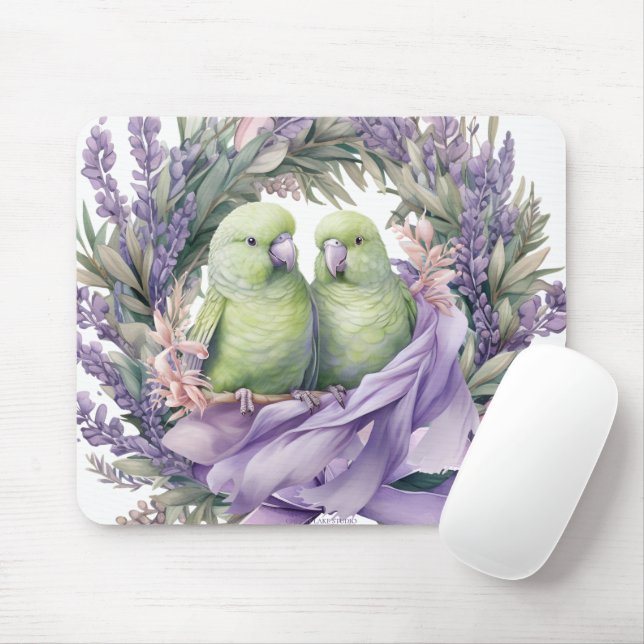 Lavender Lovebirds  Mouse Pad (With Mouse)