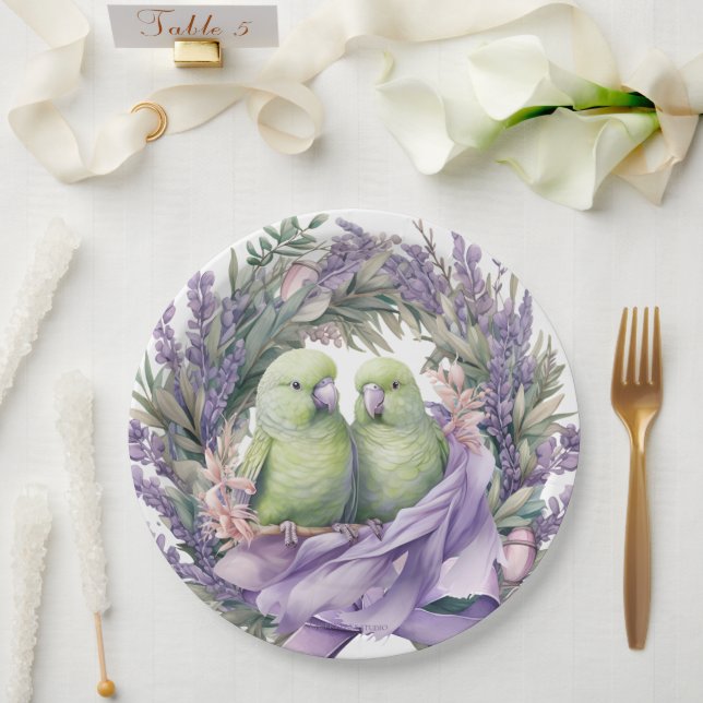 Lavender Lovebirds  Paper Plate (Wedding)