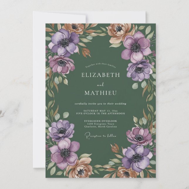 Lavender Lush Botanical Wedding Invitation (Front)