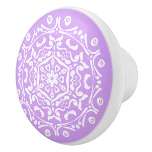 Lavender Mandala Ceramic Knob