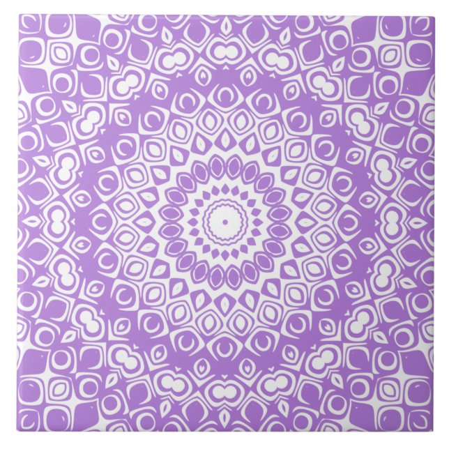 Lavender Mandala Geometric Pattern Tile (Front)