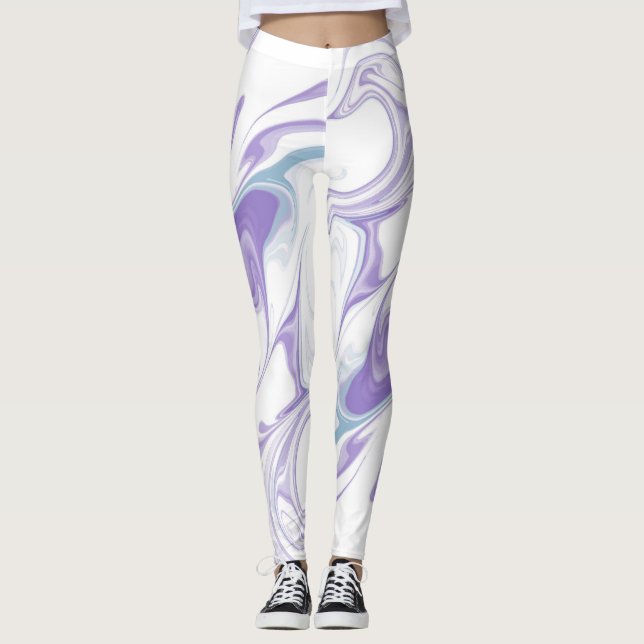 Lavender Marble Dream Leggings – Abstract Fluid Ar (Front)