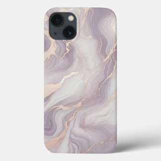 Lavender Marble iPhone 13 Case with Silver Veins