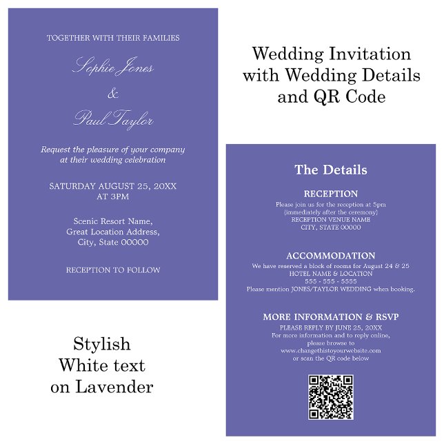 Lavender Mariage QR Code RSVP Invitation (Créateur téléchargé)