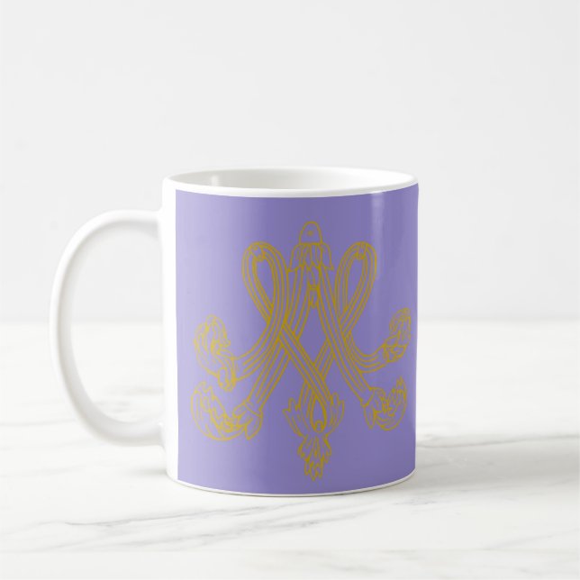 Lavender Marie Antoinette Monogram Coffee Mug (Left)