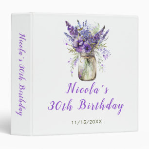 Lavender Mason Jar Birthday Party Photo Album Binder
