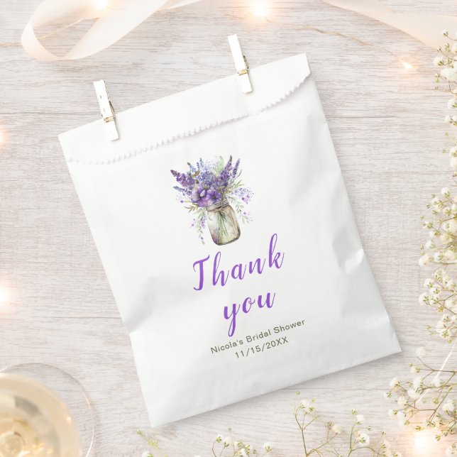 Lavender Mason Jar Bridal Shower Favour Bag (Clipped)