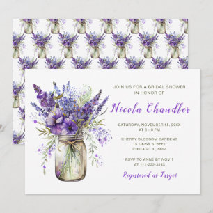 Lavender Mason Jar Bridal Shower Invitation