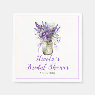 Lavender Mason Jar Bridal Shower Napkin