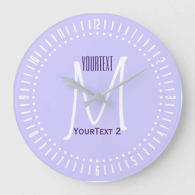 Lavender Mauve Accent Colour to Personalize on Large Clock (Front)