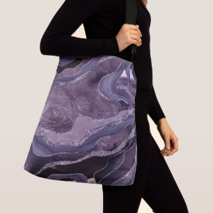 Lavender Mauve Agate Glitter Glam #1 Crossbody Bag