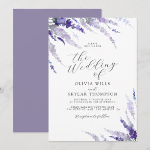 Lavender Mauve Dusty Purple Lilac Floral Wedding Invitation