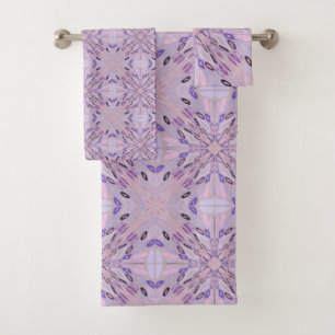Lavender Mauve Pink Purple Geometric Abstract Art Bath Towel Set