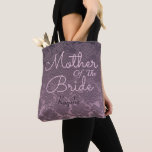 Lavender Mauve Purple Wedding Mother Of The Bride Tote Bag<br><div class="desc">Wedding Mother Of The Bride custom name tote bag. Pretty shades of purple lavender,  mauve,  lilac floral pattern customize typography. Classy,  chic,  elegant,  modern,  trendy,  stylish,  beautiful succulent metallic. To change script,  click edit design. Image copyright Marg Seregelyi Photography.</div>