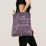 Lavender Mauve Purple Wedding Mother Of The Groom Tote Bag<br><div class="desc">Wedding Mother Of The Groom custom design name tote bags. Pretty shades of purple lavender,  mauve,  lilac floral pattern customize typography. Classy,  chic,  elegant,  modern,  trendy,  stylish,  beautiful succulent metallic. To change script,  click edit design. Image copyright Marg Seregelyi Photography.</div>