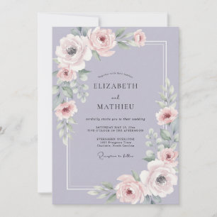 Lavender Mauve Ranunculus Eucalyptus Wedding Invitation