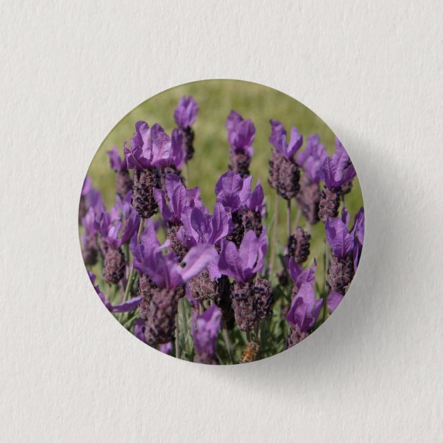 Lavender Meadow Flowers 1 Inch Round Button (Front)