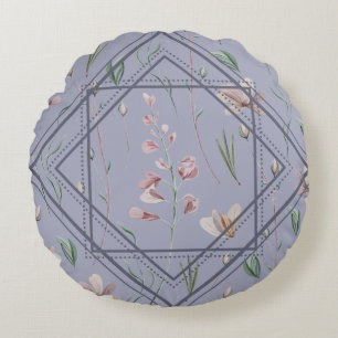 Lavender Meadow Frame Round Pillow