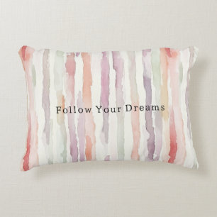 Lavender Melon Pink White Stripes Butterflies Accent Pillow