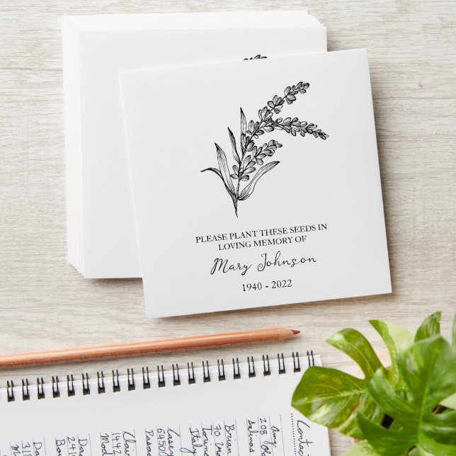 Lavender Memorial Funeral Seed Envelope (Stacked)