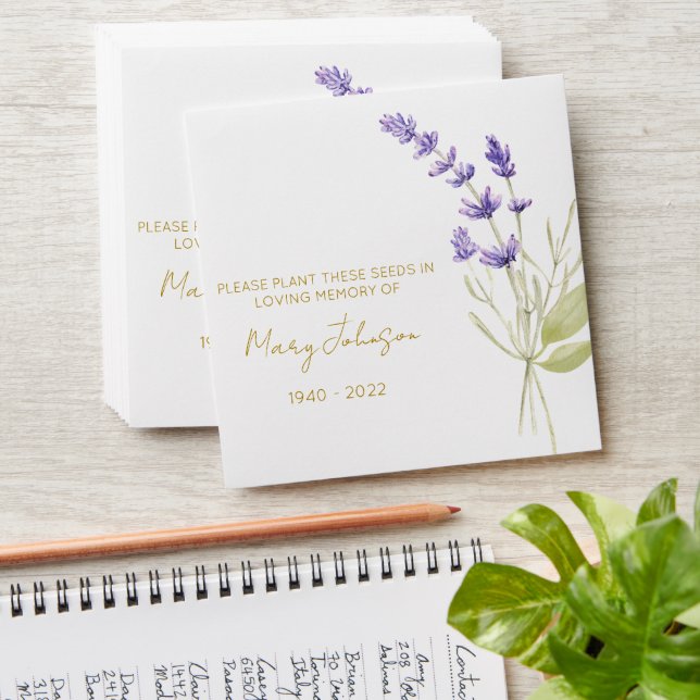 Lavender Memorial Funeral Seed Envelope (Stacked)