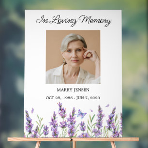 Lavender Memorial Photo Funeral Acrylic Sign
