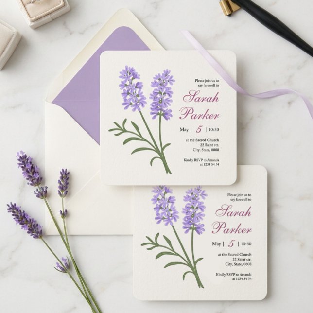 Lavender Memorial Service Square Invitation (Creator Uploaded)