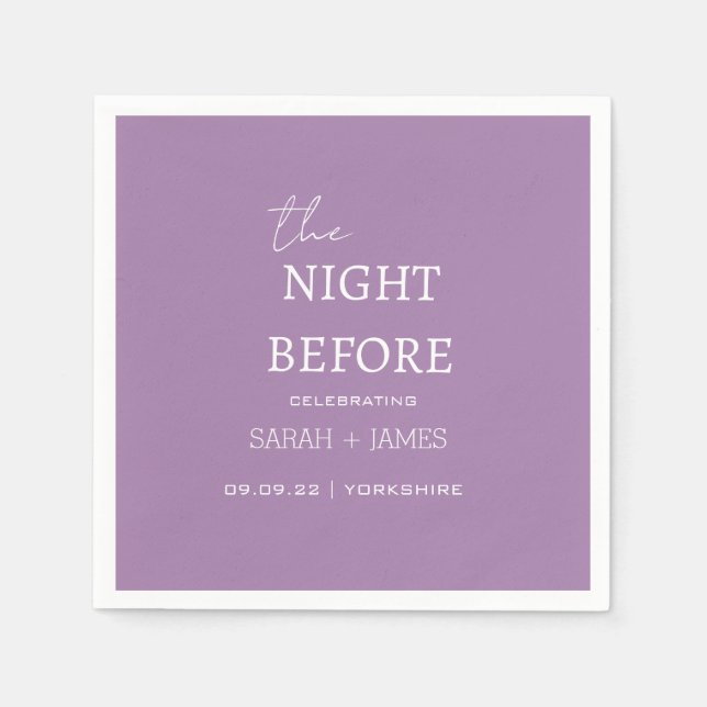 Lavender Minimalist the Night Before Wedding  Napkin (Front)