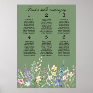 Lavender Mint Floral Wedding Seating Chart