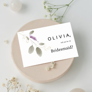 Lavender mint gold watercolor floral Bridesmaid Invitation