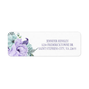 Lavender Mint Purple Peonies Adresse de retour 