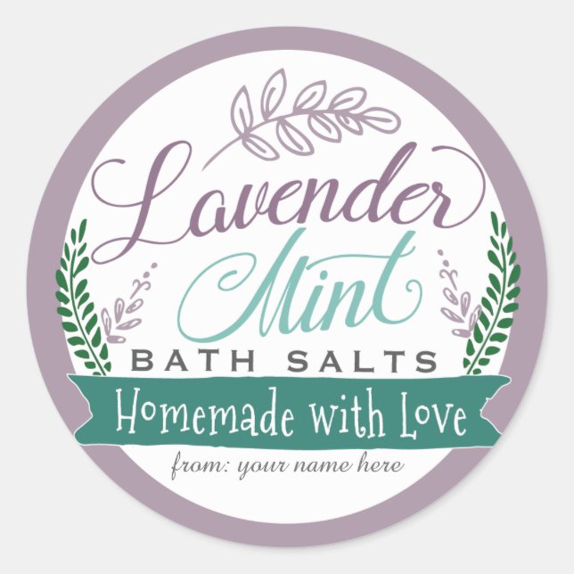 Lavender Mint Salt Étiquettes pour cadeau maison (Devant)