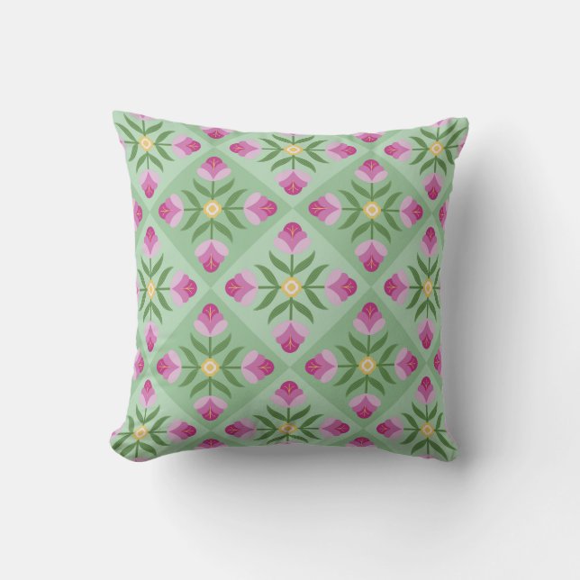 Lavender & Mint Throw Pillow (Front)