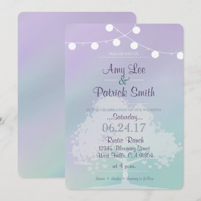 Lavender Mint Wedding Invitation (Front/Back)