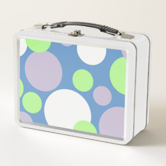 Lavender Mint & White Dots Metal Lunch Box