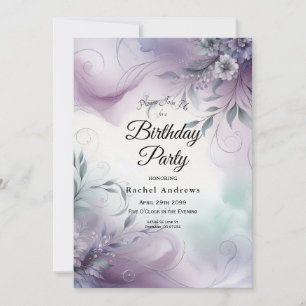 Lavender Mist and Watercolor Whispers Birthday  Invitation