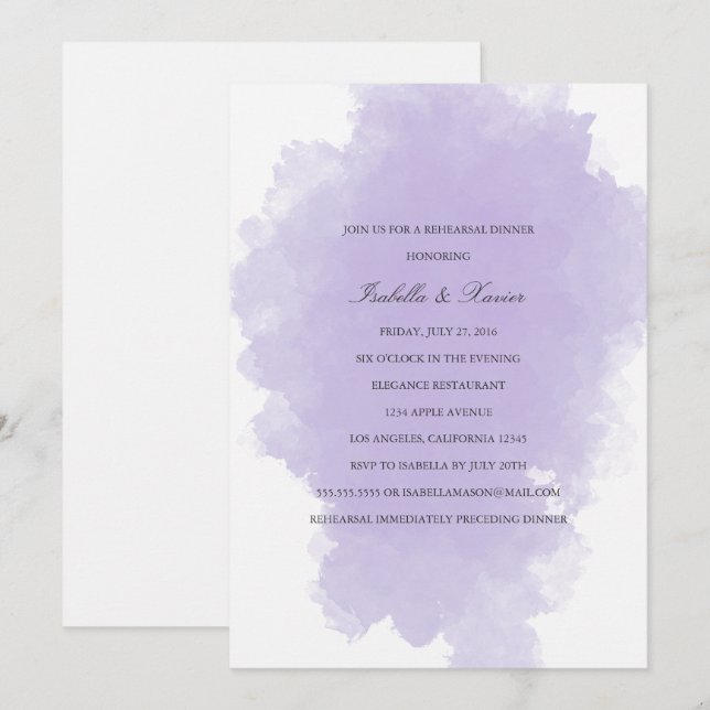 Lavender Mist | Rehearsal Dinner Invitation (Front/Back)