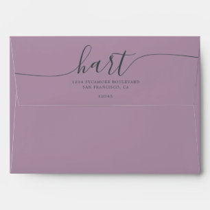 Lavender Mist with Black Script Return Address Envelope