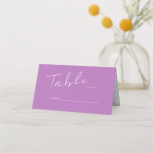 Lavender Mixed Font Wedding Folded Place Card