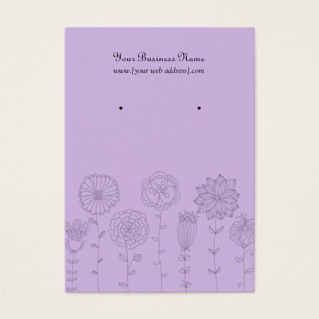 Lavender Mod Flowers Custom Earring Card (Front)