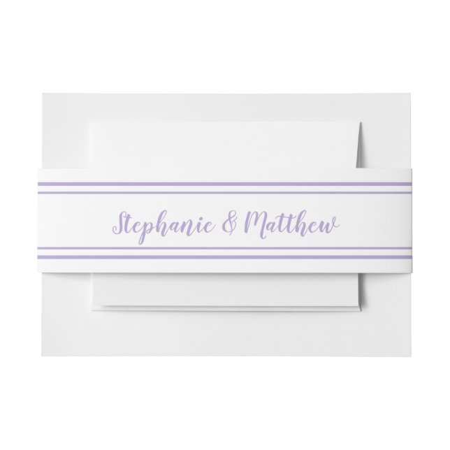 Lavender Modern Classic Wedding Invitation Belly Band (Front Example)